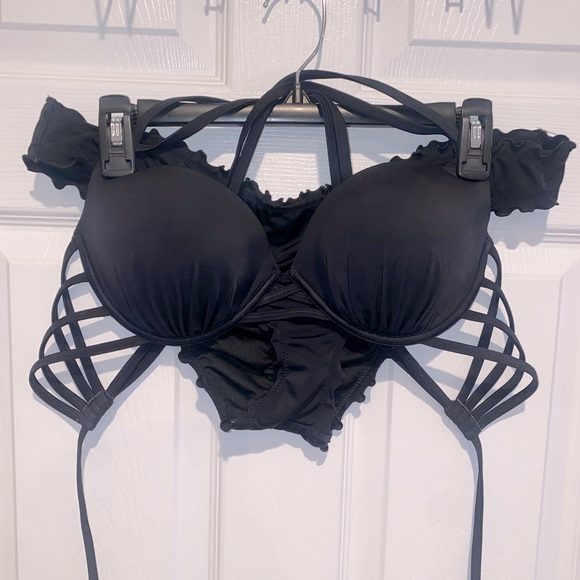 Other - NEVER WORK Shade & Shore 2 piece black cross cross bikini set
